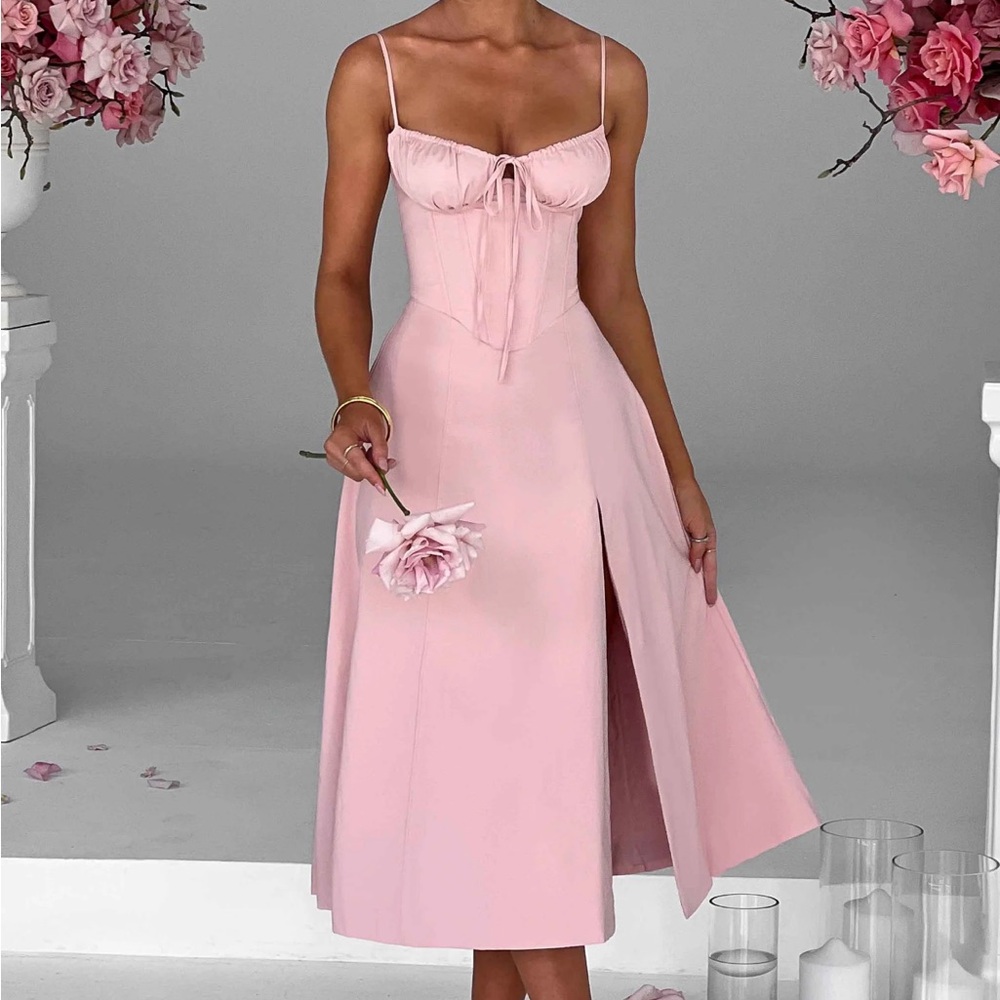 Elegant Pink Midi Dress